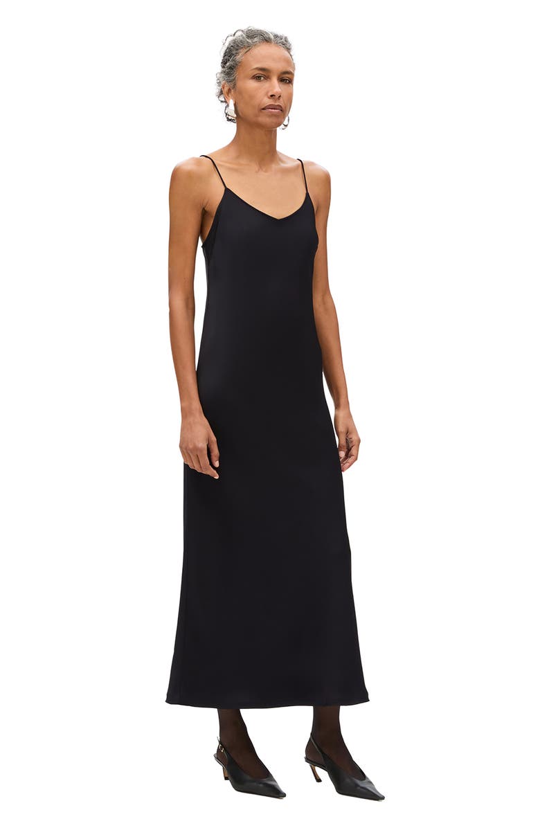 Another Tomorrow Satin Gown, Alternate, color, Black