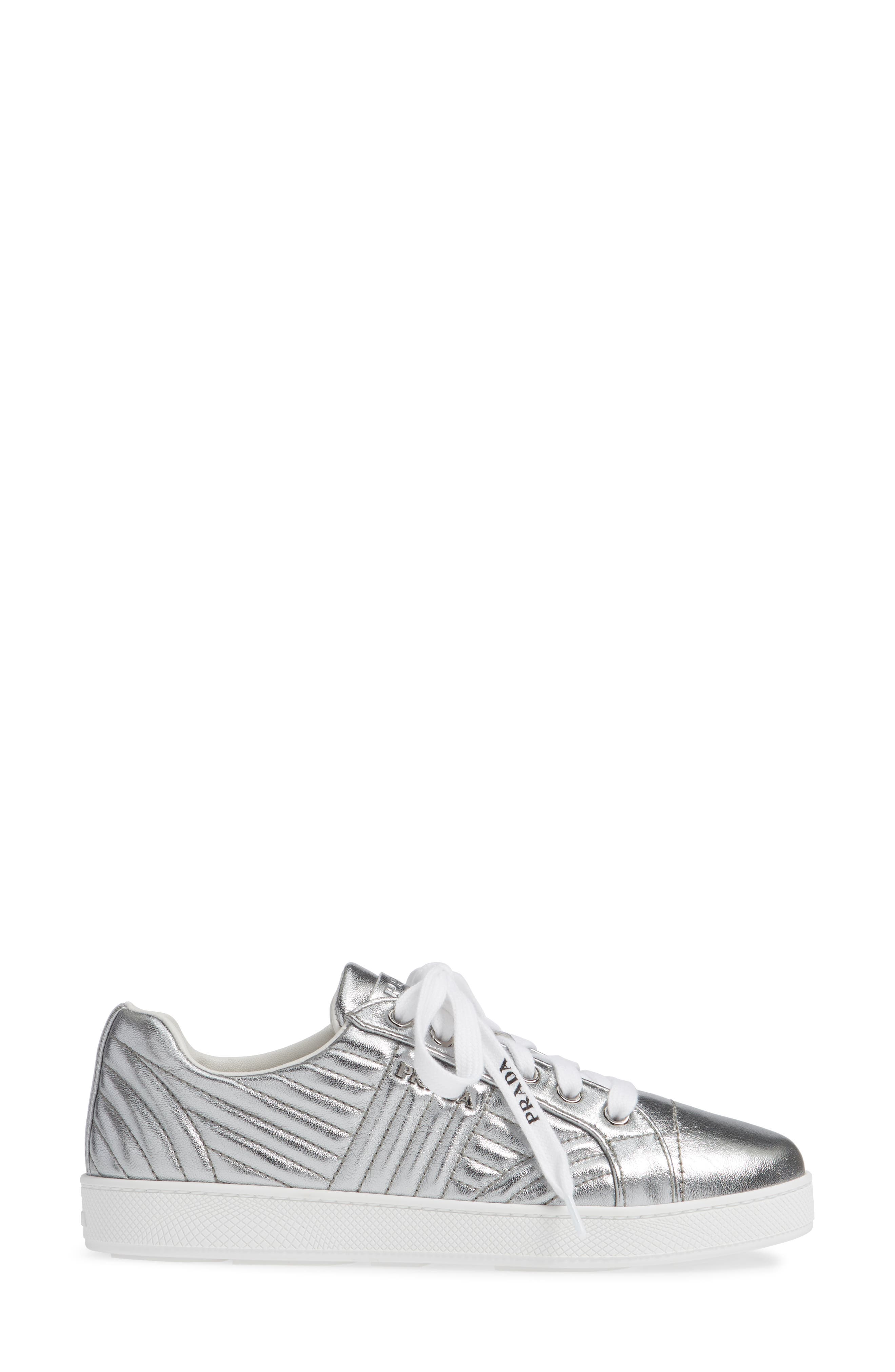 Prada Quilted Leather Sneaker, Alternate, color, 