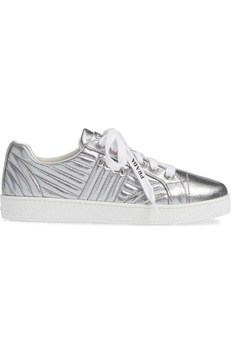 Prada Quilted Leather Sneaker, Alternate, color,