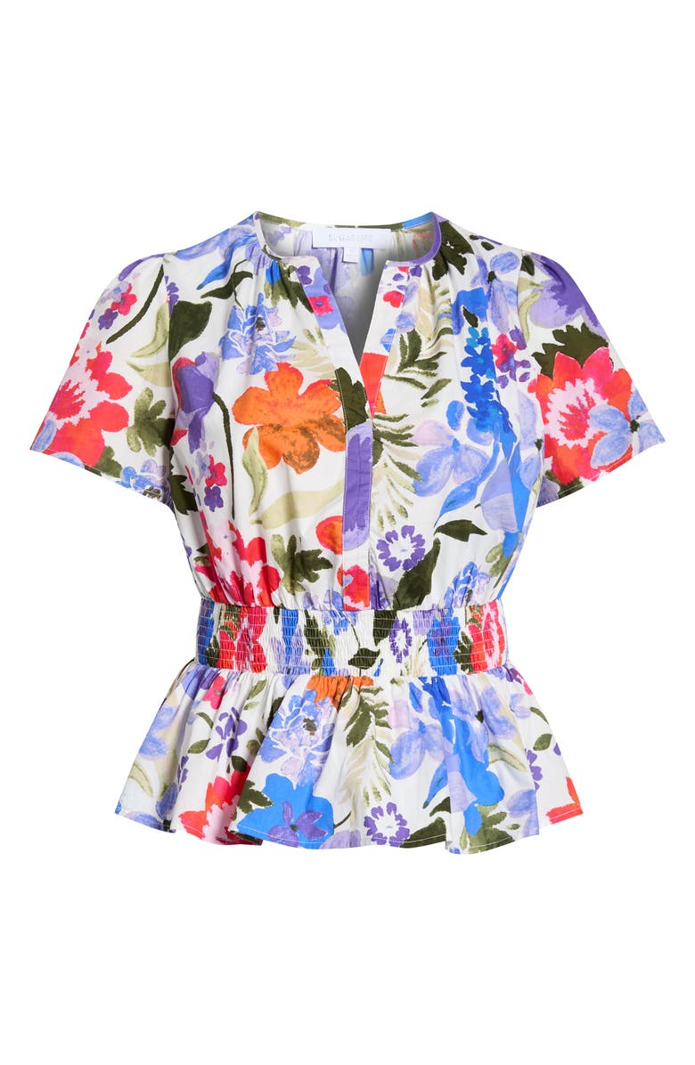 SUGARLIPS Amania Floral Sarina Smocked Top, Alternate, color, Blue-Purple