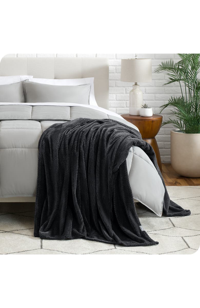 Bare Home Chevron Microplush Fleece Blanket, Alternate, color, Black