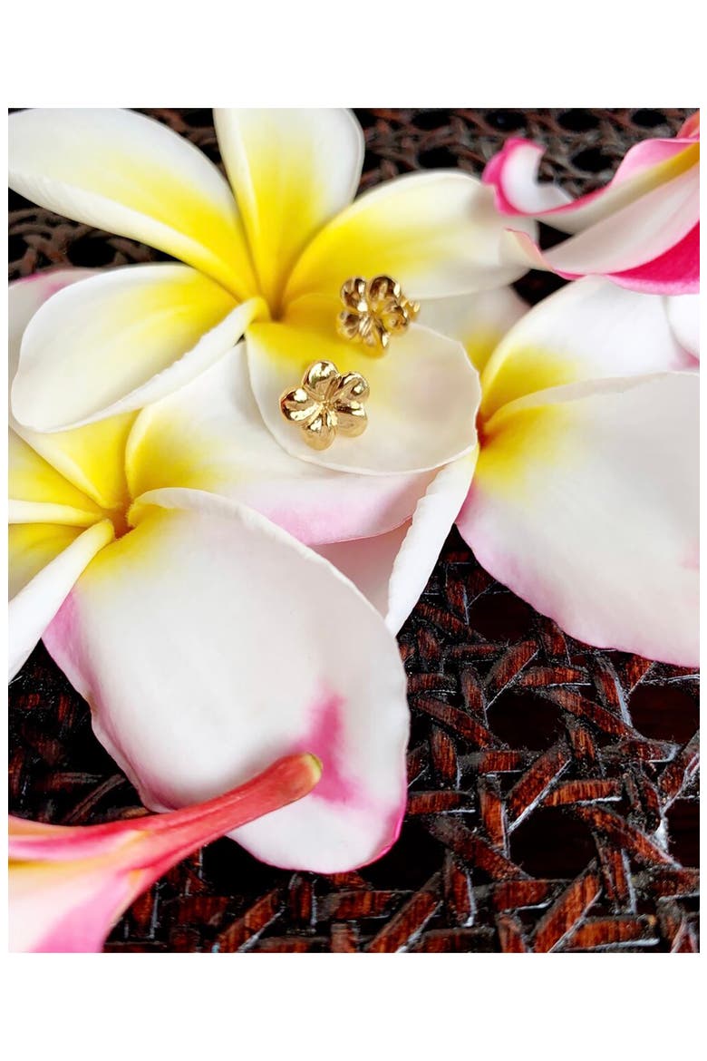 Melia Plumeria Stud Earrings, Alternate, color, GOLD