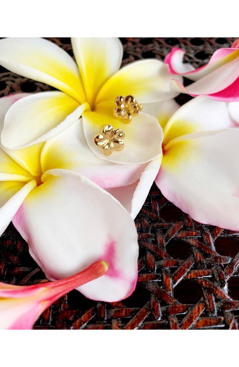 Kiara by Ki-Ele Melia Plumeria Stud Earrings, Alternate, color, Gold