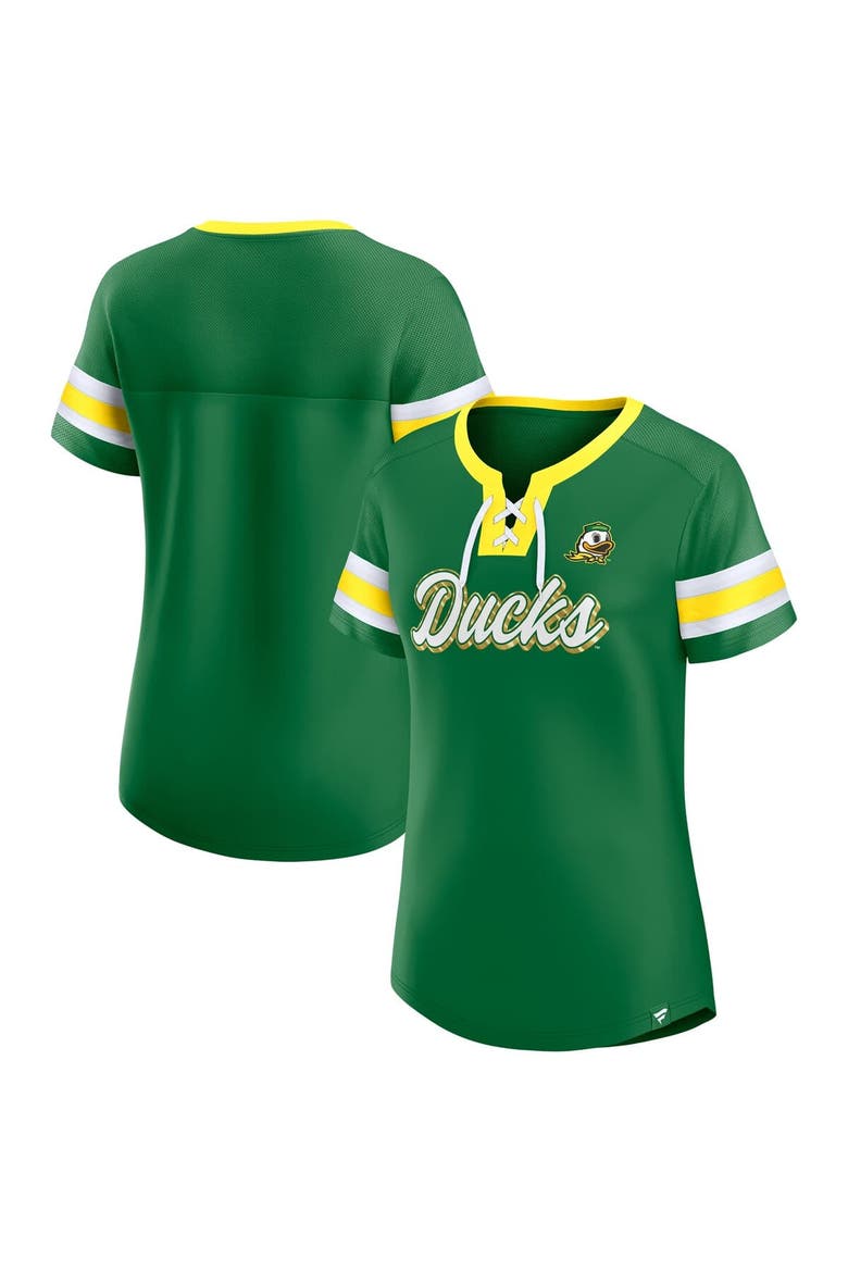 Women's Fanatics  Green Oregon Ducks Iconic Athena Lace-Up T-Shirt, Main, color, Green