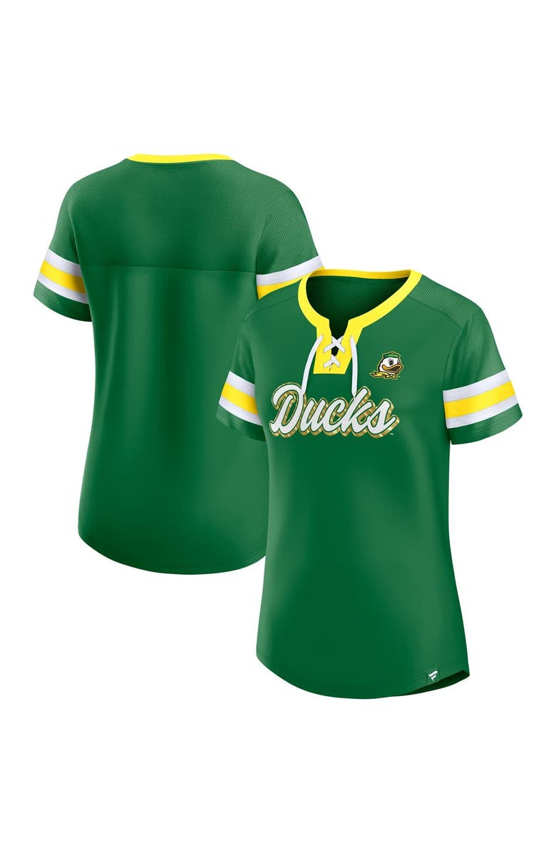 FANATICS Women's Fanatics Green Oregon Ducks Iconic Athena Lace-Up T-Shirt, Main, color, Green