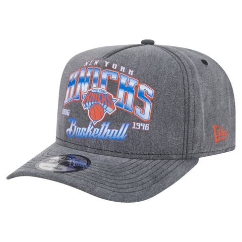 Men's New Era  Charcoal New York Knicks Throwback Washed Pre-Curved 9FIFTY Snapback Hat