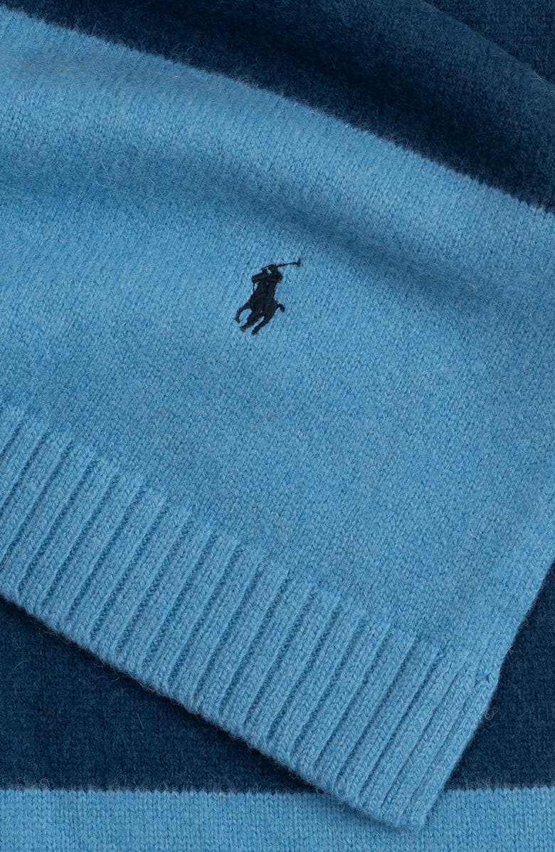 Polo Ralph Lauren Stripe Brushed Wool Scarf, Alternate, color, Navy/ Blue