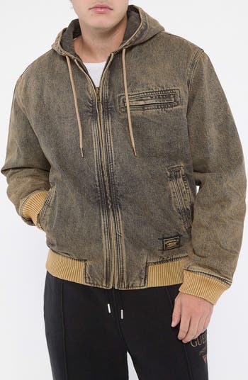 Guess bomber jacket with hood on sale