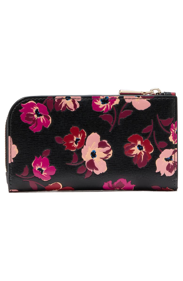 Kate Spade New York devin poppies saffiano leather zip wallet, Alternate, color, 