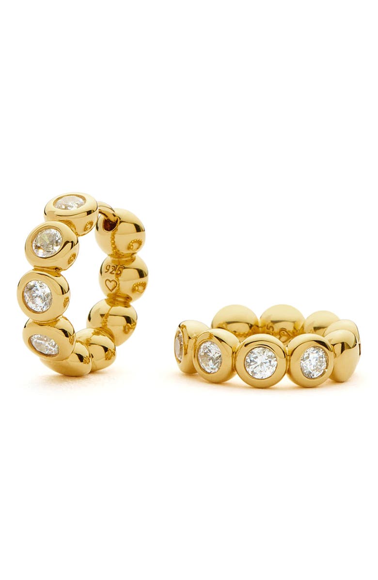 Missoma Tennis Cubic Zirconia Huggie Hoop Earrings, Main, color, Gold