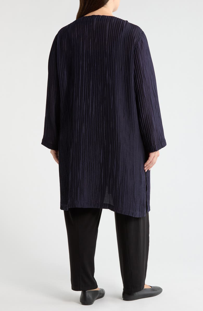 Eileen Fisher Micropleat Collarless Jacket, Alternate, color, Ink