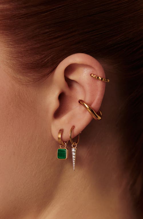 Missoma X Lucy Williams 18k Gold Vermeil Malachite Charm Huggie Hoop Earrings In Gold