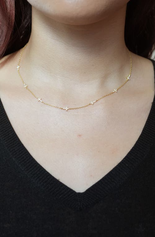 Argento Vivo Sterling Silver Sideway Cross Station Chain Necklace In Gold