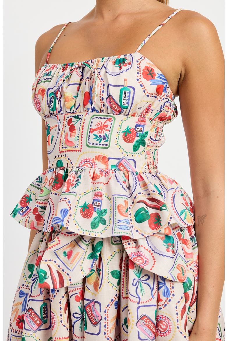 Nayeli Print Peplum Camisole, Alternate, color, LINEN RED MULTI