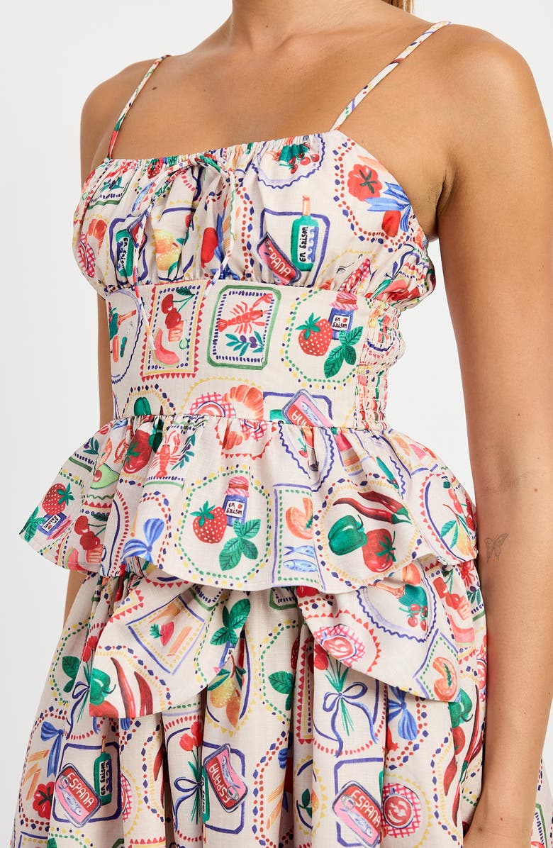 En Saison Nayeli Print Peplum Camisole, Alternate, color, Linen Red Multi