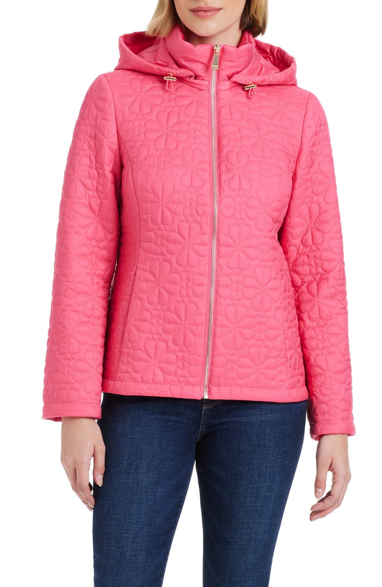 Kate Spade New York spade floral quilted jacket, Main, color, Watermelon Pink