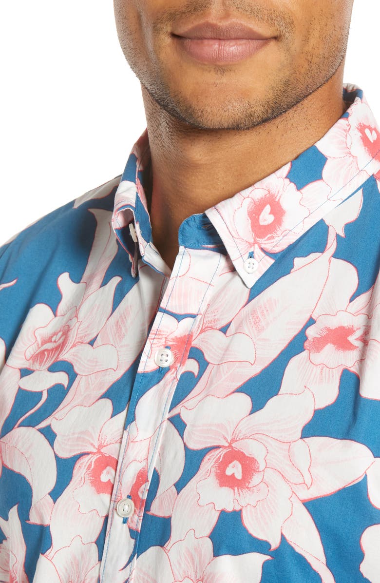 Bonobos Slim Fit Floral Short Sleeve Button-Down Shirt, Alternate, color, 