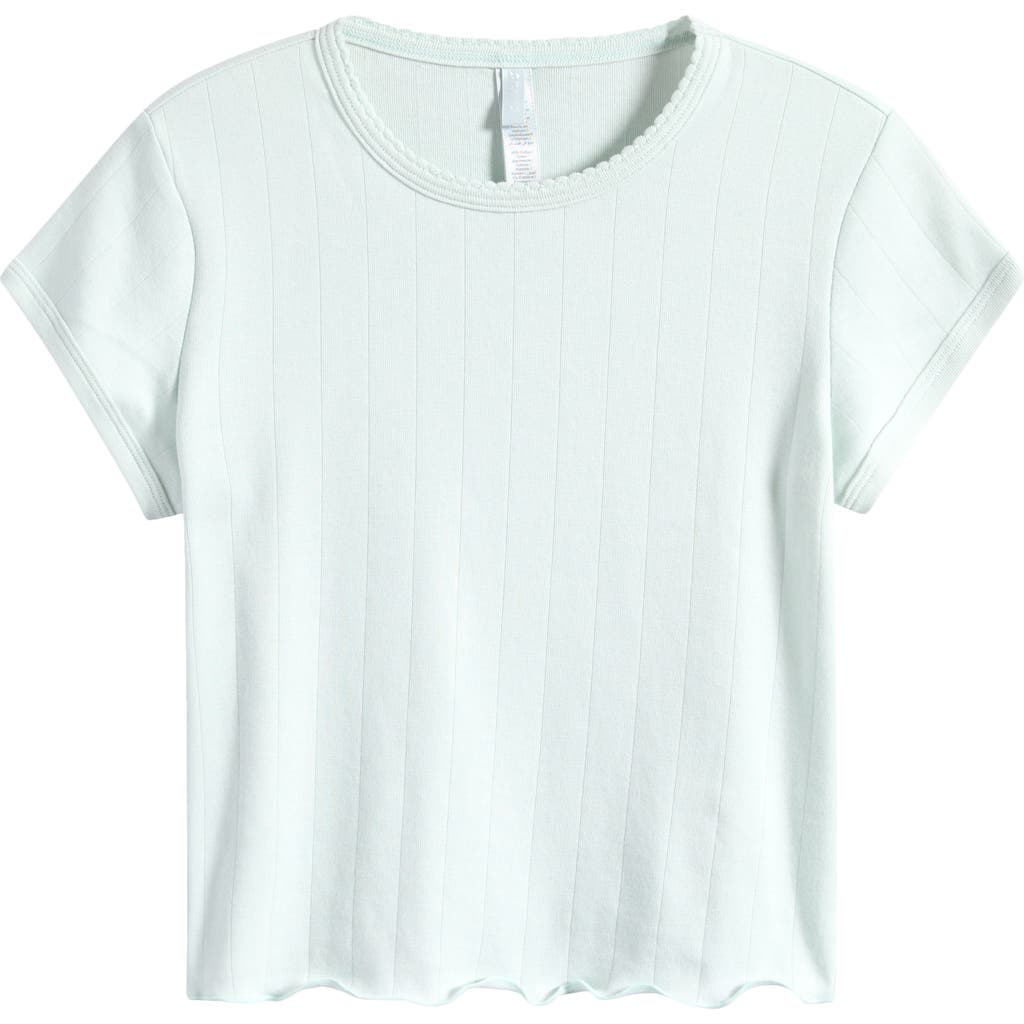 Skims Drop Needle Pointelle Baby Tee In Frost