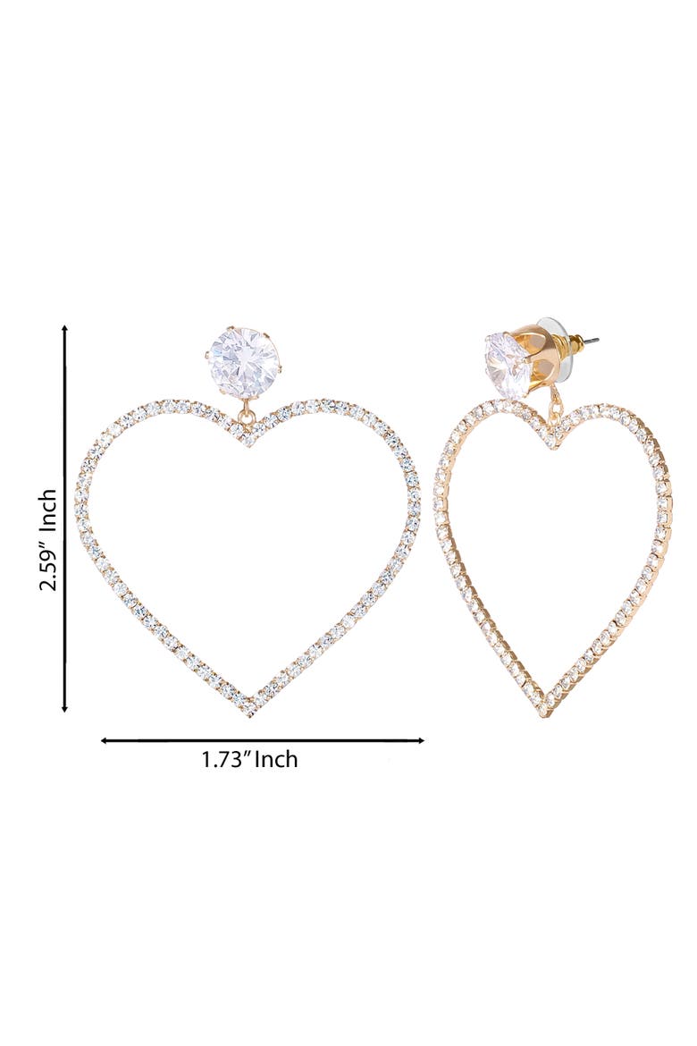 Glass Stone Heart Earrrings, Alternate, color, Silver