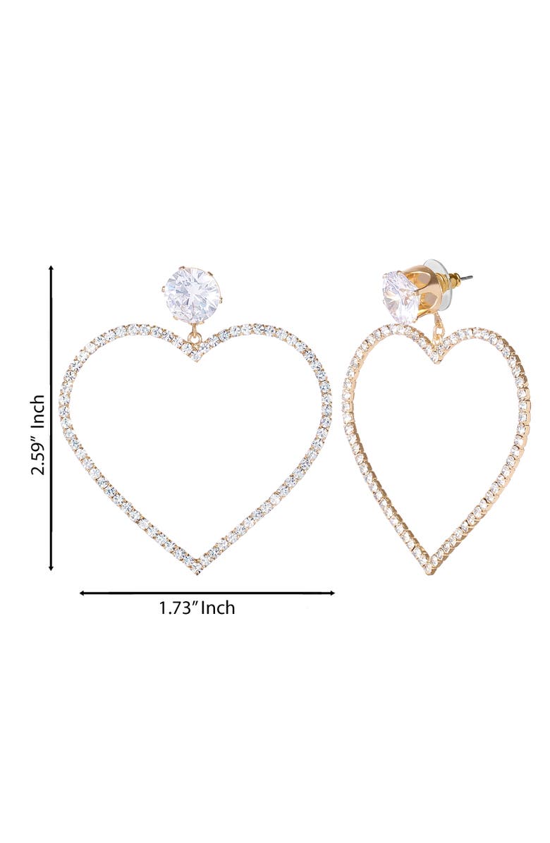 Jessica Simpson Glass Stone Heart Earrrings, Alternate, color, Silver