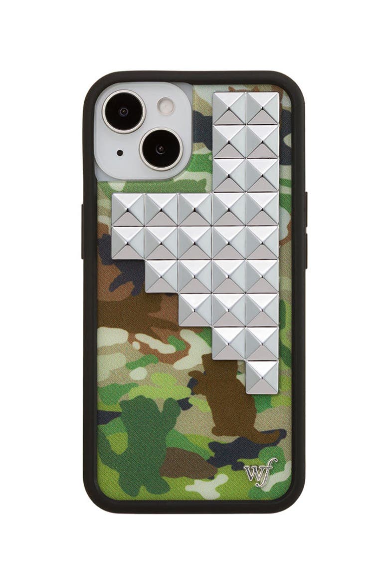 Cat Camo Stud iPhone Case, Alternate, color, Green