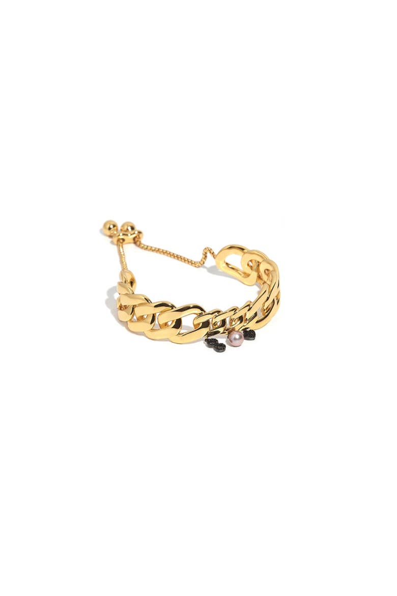 Three Charms Cuff, Main, color, Yellow Gold