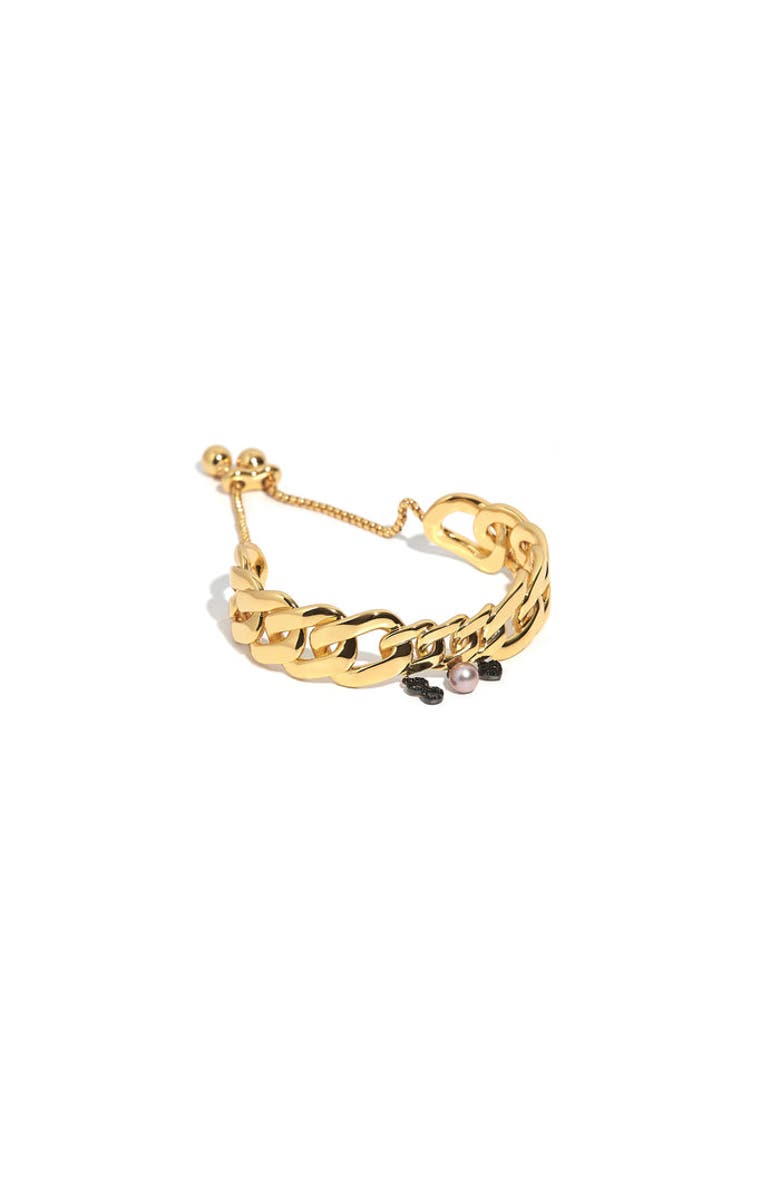 ZARUX Three Charms Cuff, Main, color, Yellow Gold