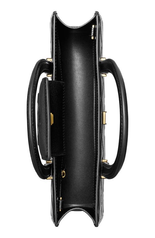 Tory Burch Fleming Top Handle Leather Satchel In Black