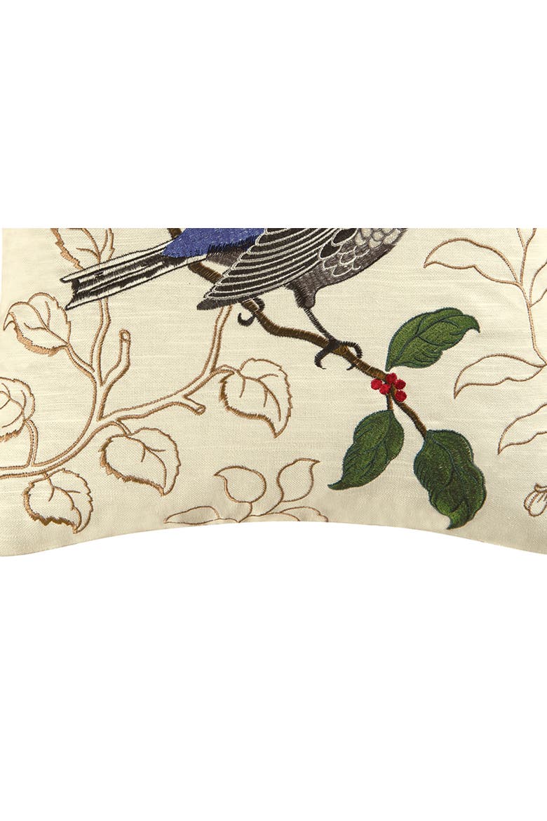 Gnatcatcher Embroidered Throw Pillow, 17" x 17", Alternate, color, Off-White