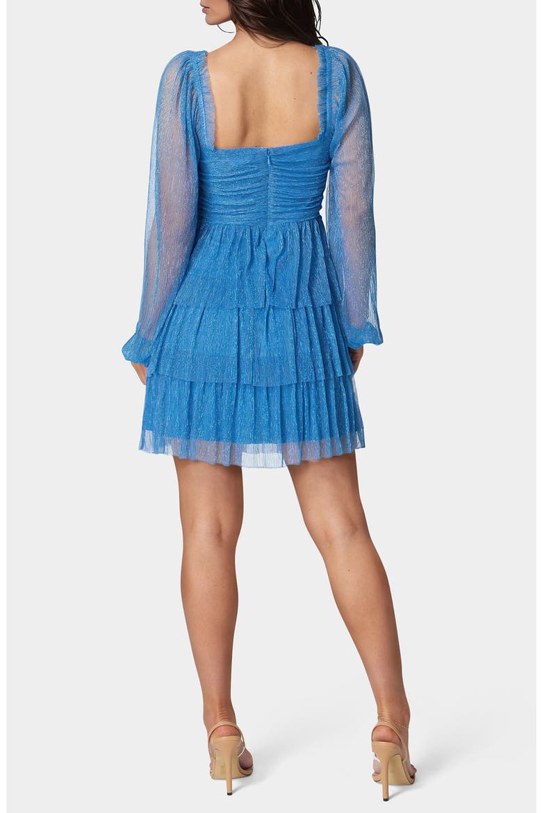 Lurex Crepe Tiered Minidress, Alternate, color, LITE BLUE