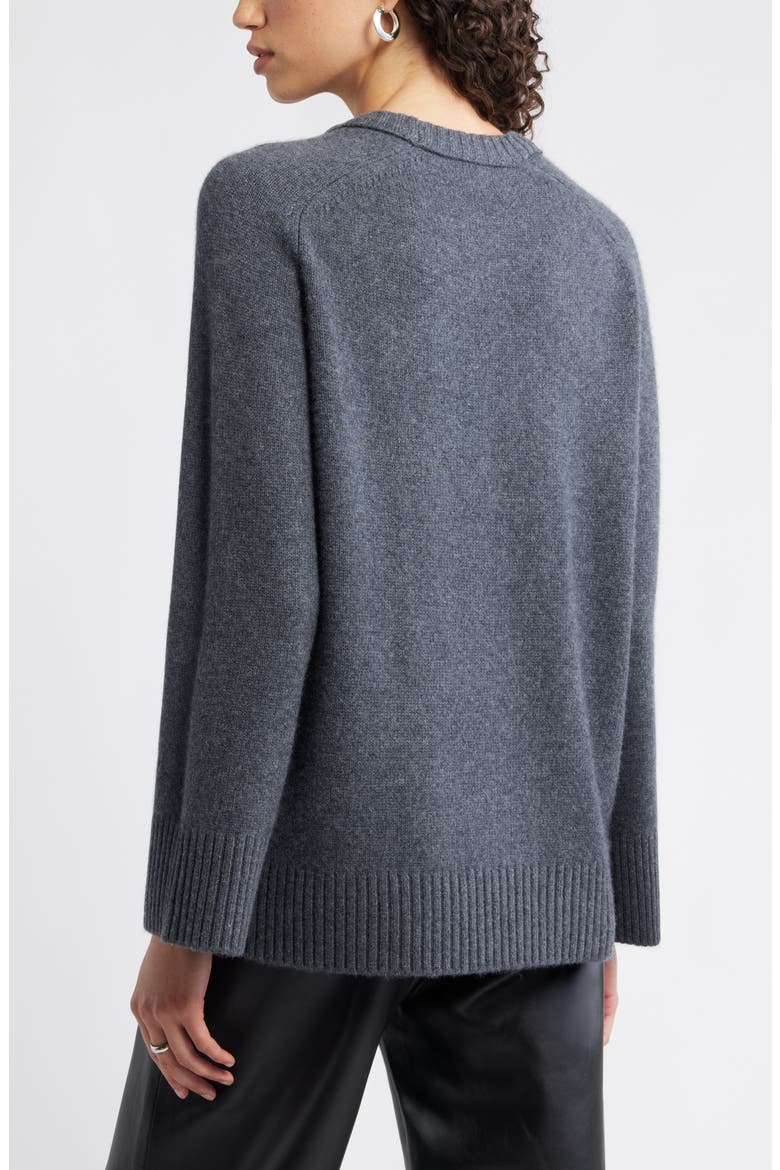 Crewneck Wool & Cashmere Sweater, Alternate, color, GREY DARK CHARCOAL HEATHER