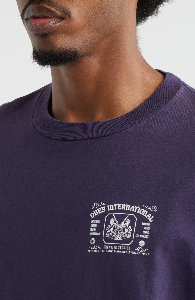 Obey Creative Studios Cotton Graphic T-Shirt, Alternate, color, Pigment Purple Velvet