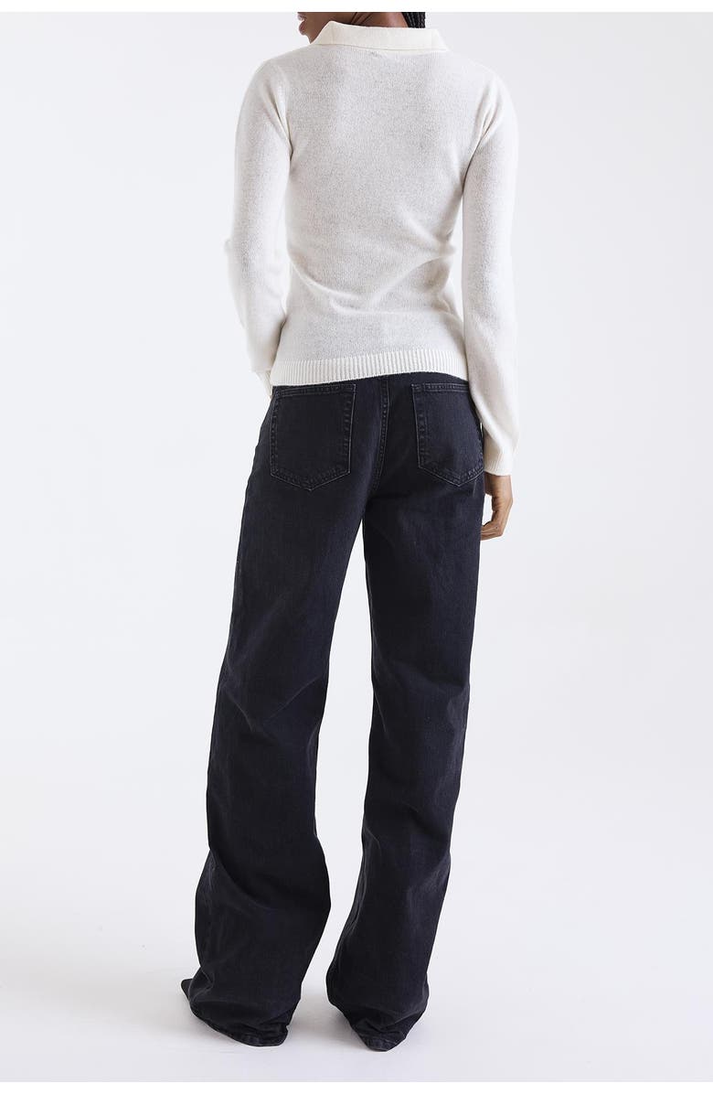 1982 Amaya Button 100% Cashmere Polo Top, Alternate, color, Natural White