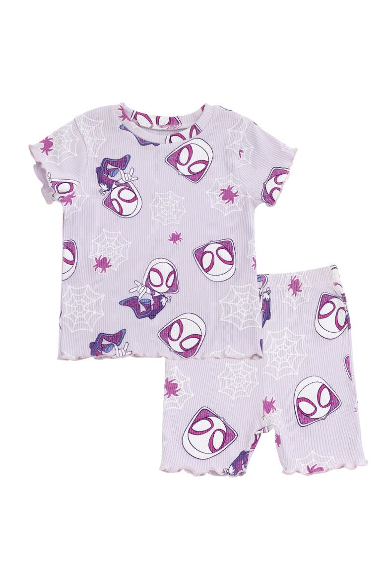 Ghost-Spider Spidey and His Amazing Friends Ribbed T-Shirt & Shorts Set, Main, color, Pale Purple, Ghost Spider