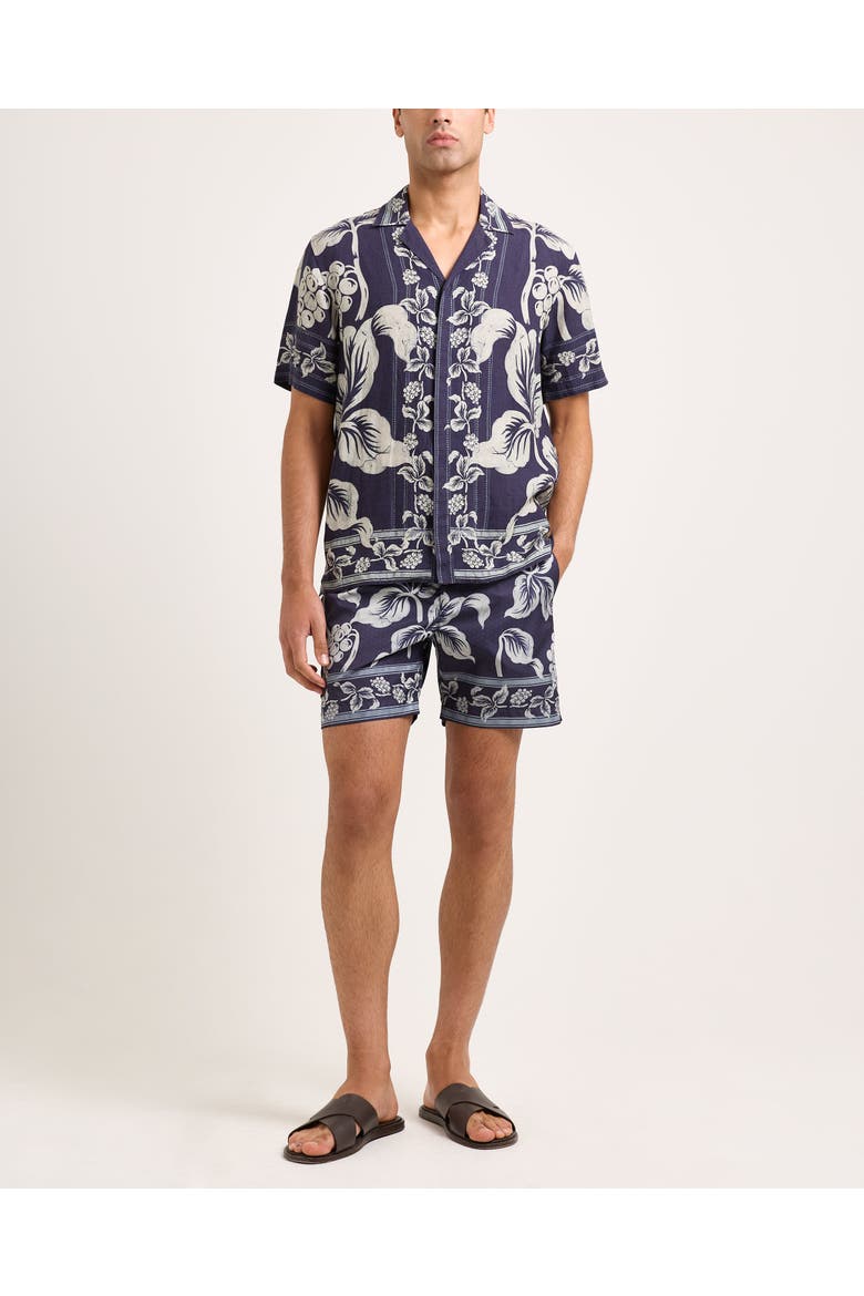 Bulldog Exclusive-Print Mid-Length Swim Shorts, Alternate, color, NIGHT IRIS