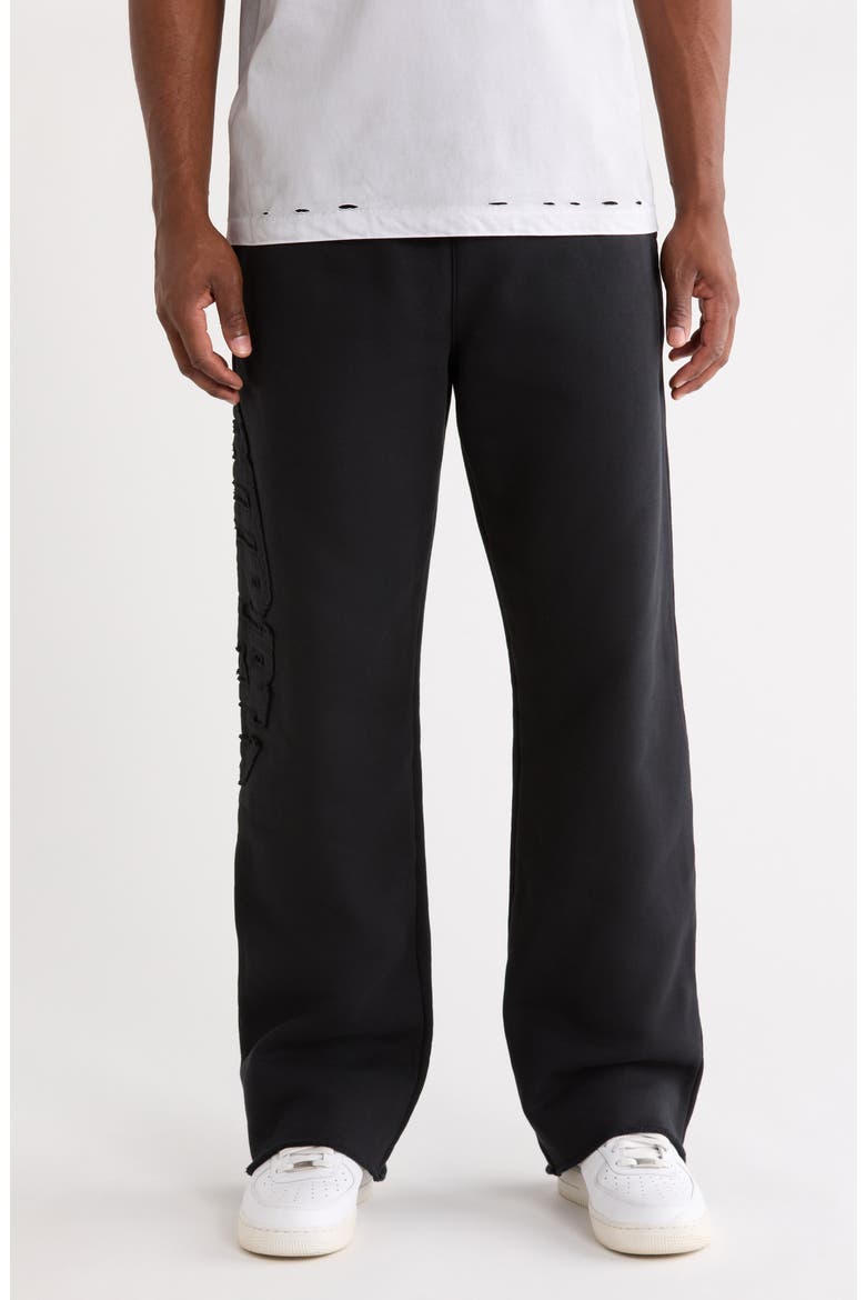 Heavyweight Cotton Fleece Cutoff Sweatpants, Main, color, BLACK