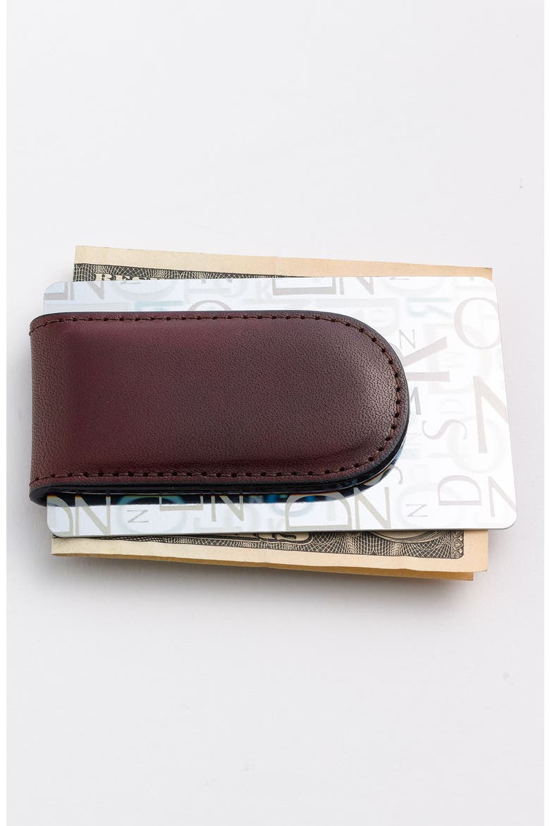 Leather Money Clip, Alternate, color, COGNAC