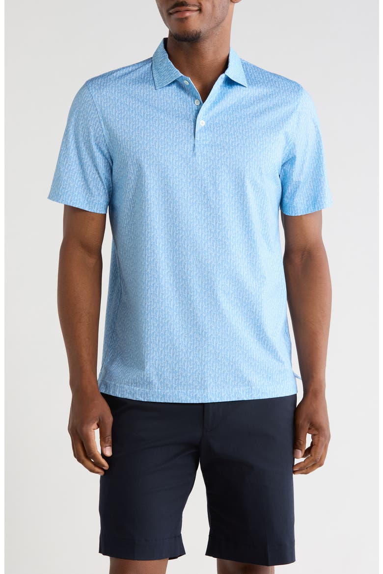 Stretch Cotton Knit Polo, Main, color, AZURE