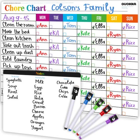 Magnetic Chore Chart for Kids - Visual Responsibility and Behavior Board for Children, Toddlers, and Teens
