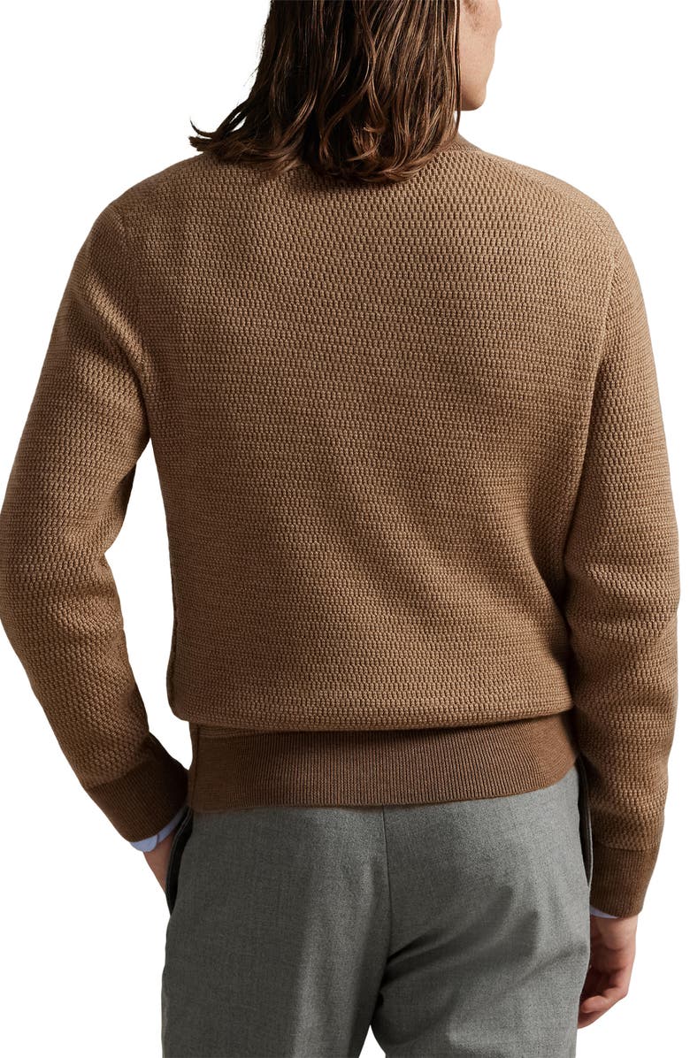 Polo Ralph Lauren Textured Wool Quarter Zip Sweater, Alternate, color, Camel Combo