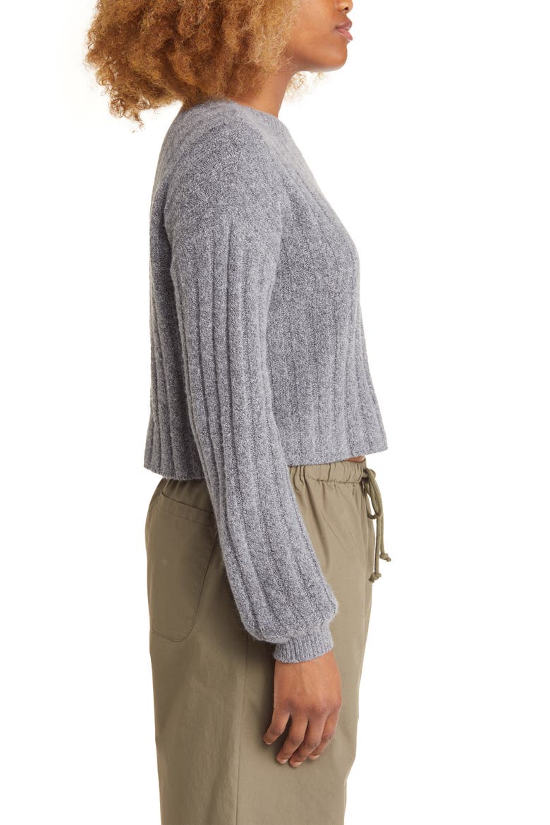 Ribbed Crewneck Sweater, Alternate, color, GREY DARK HEATHER