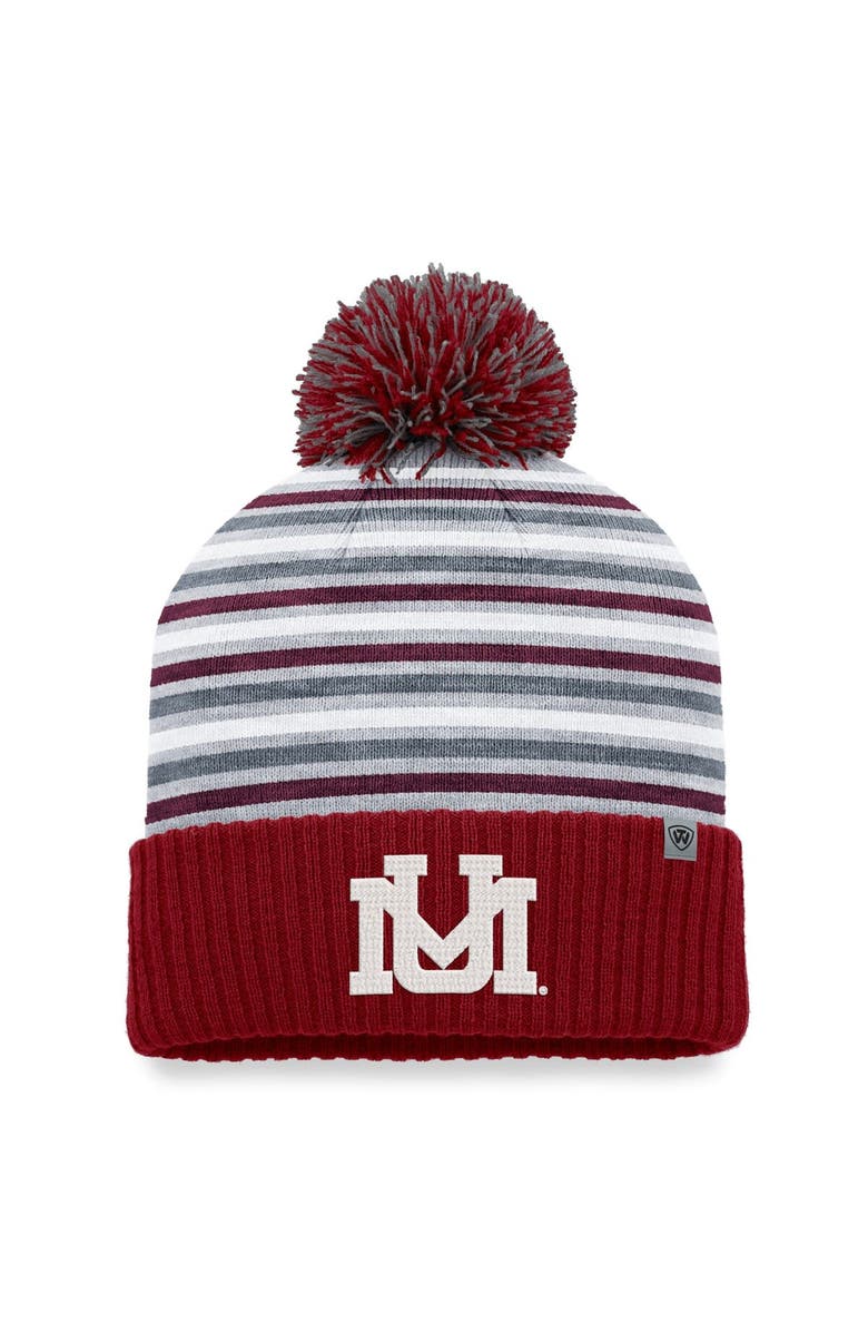 TOP OF THE WORLD Men's Top of the World Maroon Montana Grizzlies Dash Cuffed Knit Hat with Pom, Main, color,