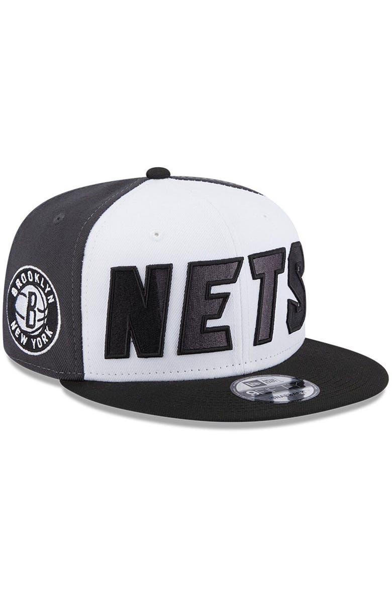 New Era Men's New Era  White/Black Brooklyn Nets Back Half 9FIFTY Snapback Hat, Main, color, 