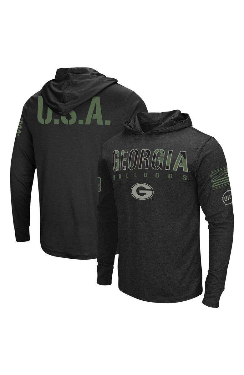 COLOSSEUM Men's Colosseum Black Georgia Bulldogs Big & Tall OHT Military Appreciation Tango Long Sleeve Hoodie T-Shirt, Main, color, 