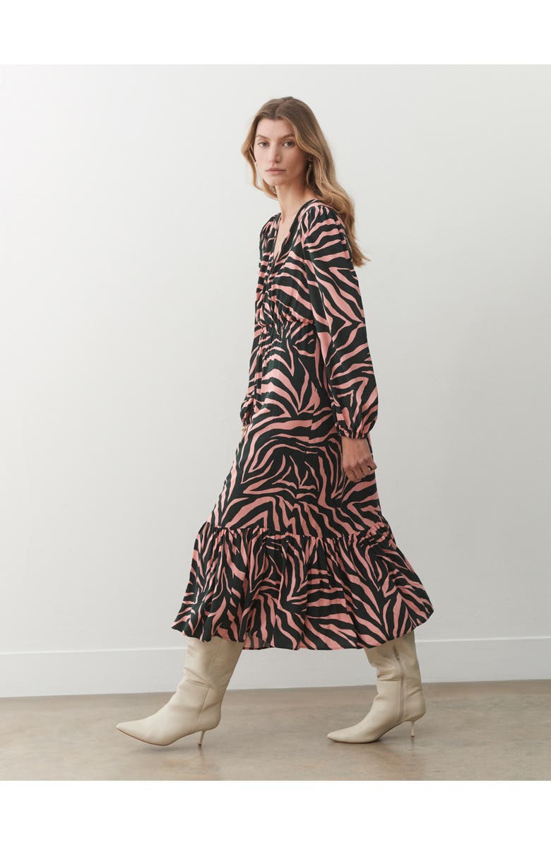 Finery London Suzie Animal Print Midi Dress, Alternate, color, Pink Leopard