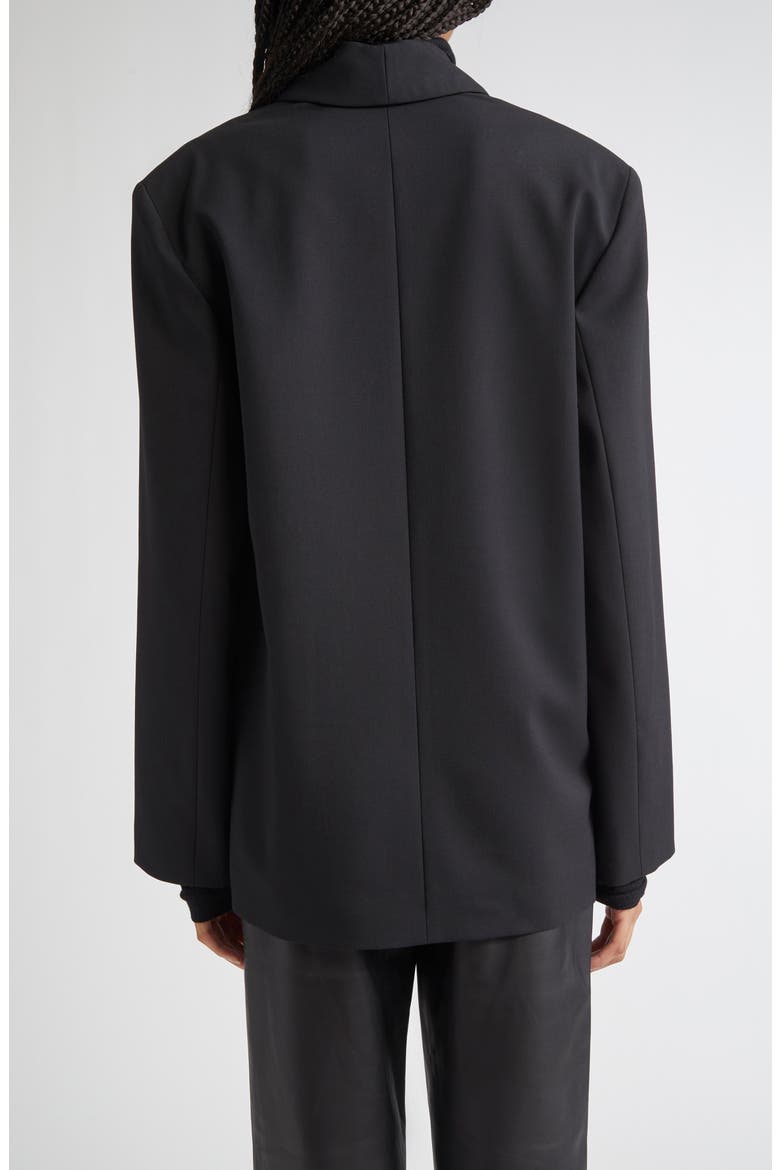 Sancia Double Breasted Stretch Virgin Wool Blazer, Alternate, color, BLACK