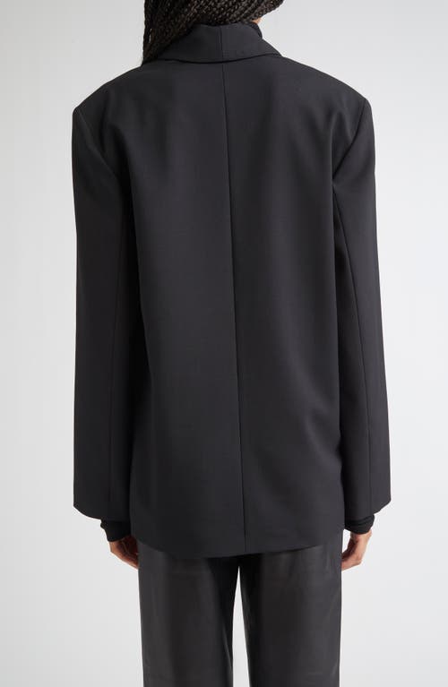 Loulou De Saison Sancia Double Breasted Stretch Virgin Wool Blazer In Black