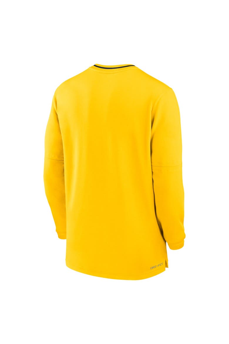 Men's Jordan Brand Maize Michigan Wolverines 2024 Sideline Coach Performance Half-Zip Long Sleeve Top, Alternate, color, Maize