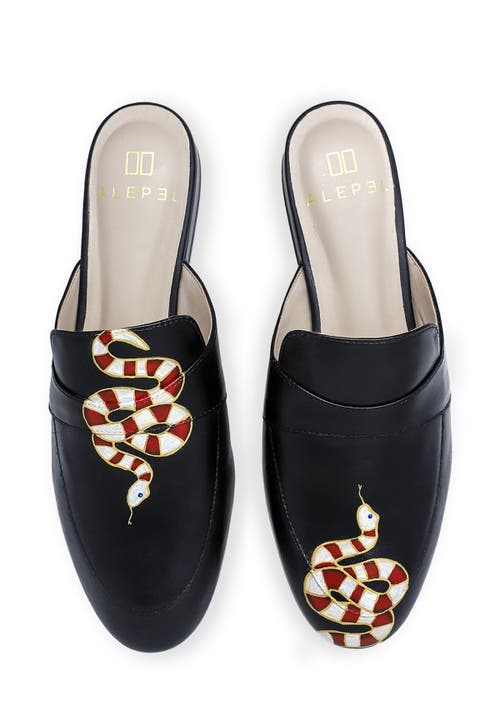 Alepel Women's Gold Snake Mule In Gold Snake