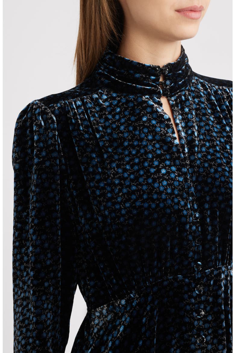 Lila Floral Long Sleeve Velvet Cocktail Dress, Alternate, color, BLACK FLORAL